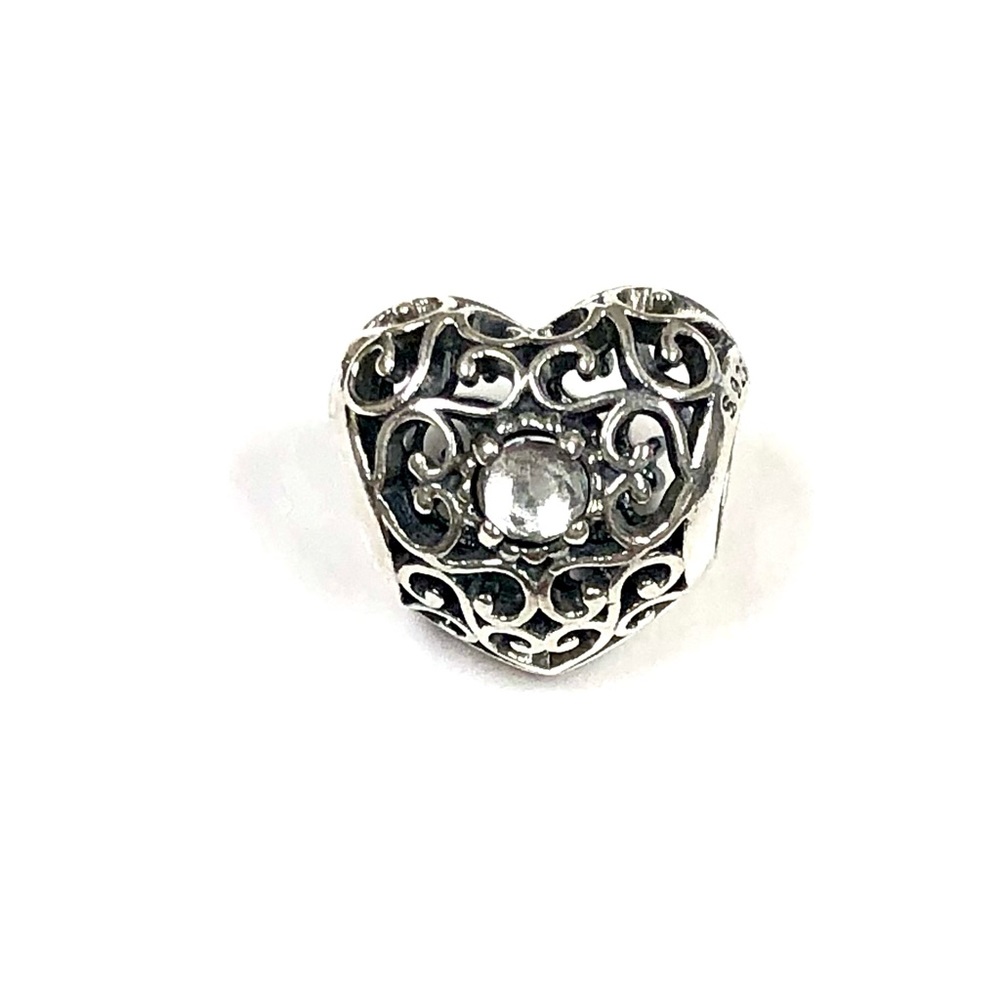 Pandora March Birthstone Filigree Signature Heart Charm